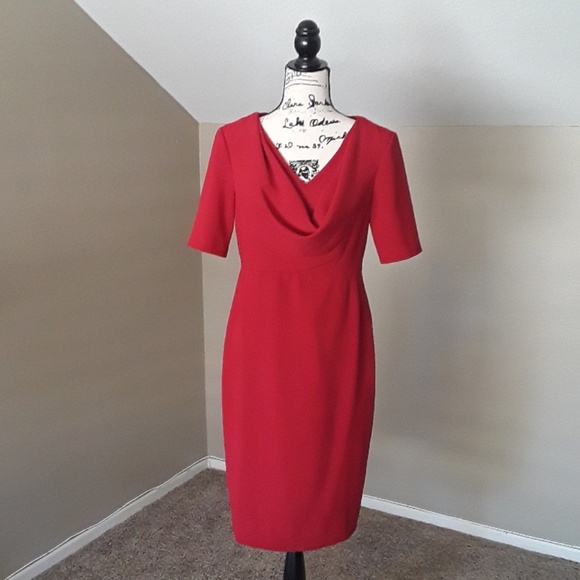 Anne Klein Red Cowl Neck Dress - Picture 7 of 16